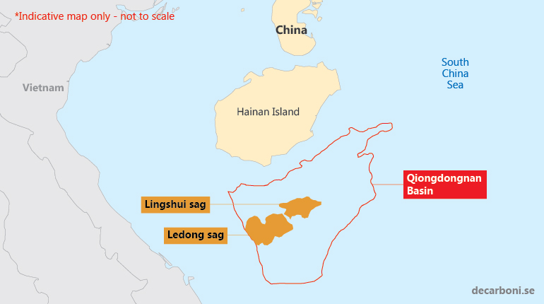 CNOOC’s two discoveries in the Qiongdongnan Basin.