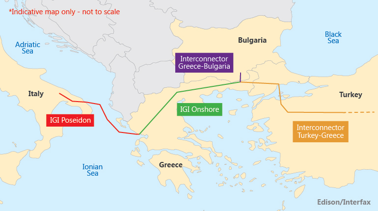Proposed route of the ITGI pipeline.