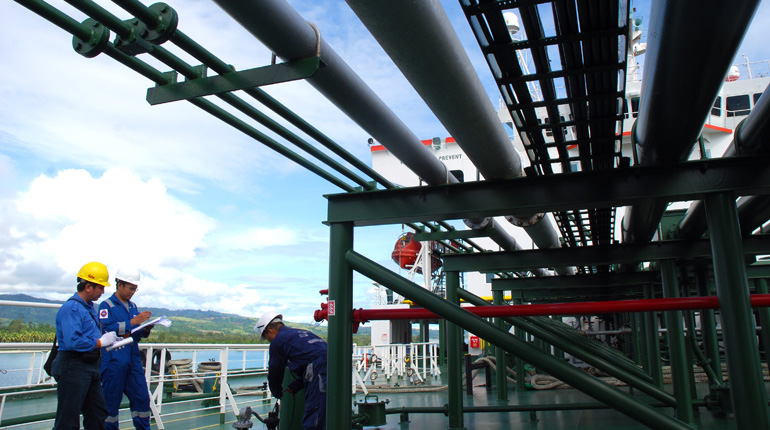 A tanker off Indonesia. The country’s government is hoping to progress the Masela project. (SKKMigas)