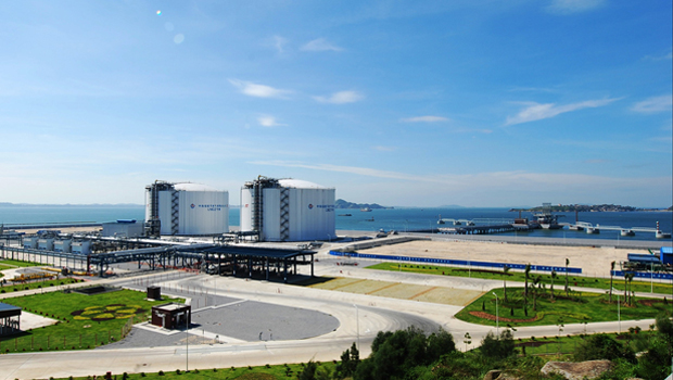 LNG terminal, Fujian, China. LChina’s gas demand growth has weakened this year, but even with subdued market expansion the need for imports is still expected to grow rapidly between now and 2020. (CNOOC)