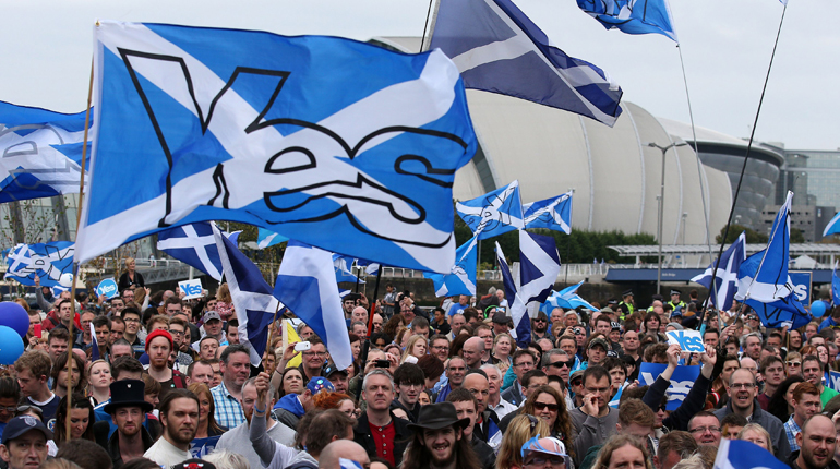 Yes campaigners. The process of separation from the rest of the UK would take at least 18 months. (PA)