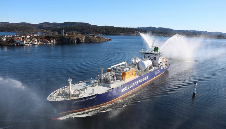 An INEOS Dragon-class ethane carrier. A shipment of the fuel arrived in the UK last week. (INEOS)