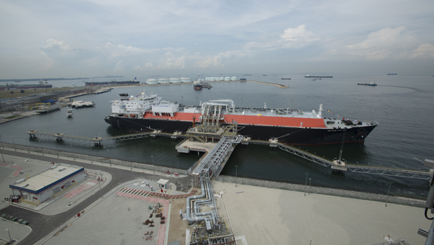 A BG tanker delivers first LNG to Singapore’s LNG terminal. (BG Group)