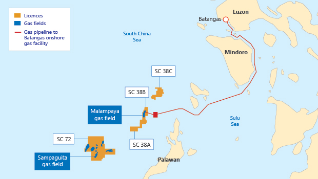 Malampaya and Sampaguita gas fields, offshore Palawan Island, the Philippines. (Forum Energy/Interfax)