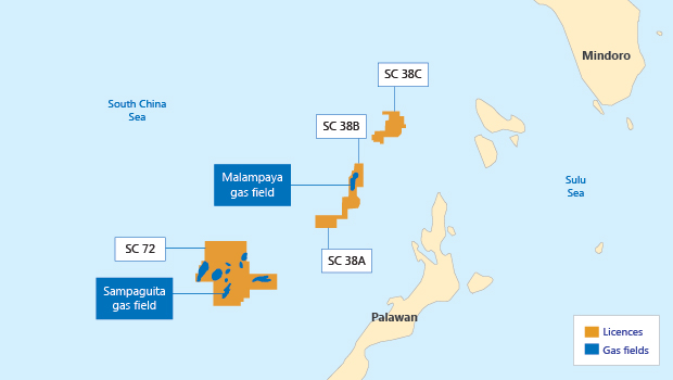 Malampaya and Sampaguita gas fields, offshore Palawan Island, the Philippines. (Forum Energy; Interfax)