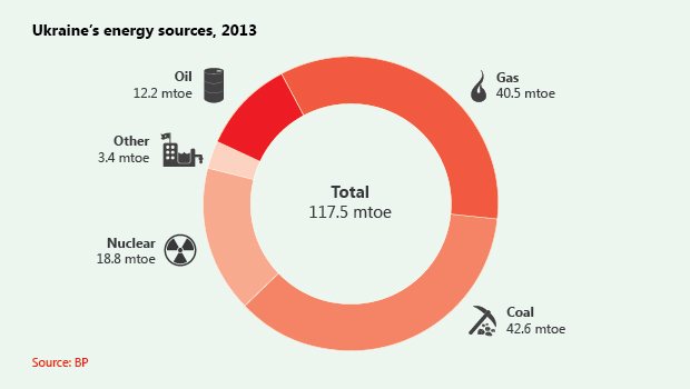 Ukraine’s energy sources, 2013