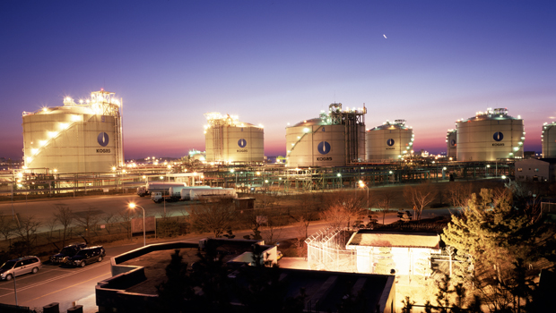 Pyeongtaek LNG terminal, South Korea. Asian spot LNG prices have halved compared with last winter. (Kogas)