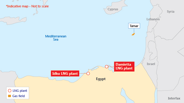 Tamar field gas is expected to be sold to the Idku and Damietta LNG plants as well as steel and cement companies.