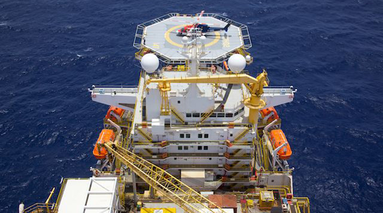 A drillship at work for Anadarko off Mozambique. The company is to share contractors with Eni. (Anadarko)