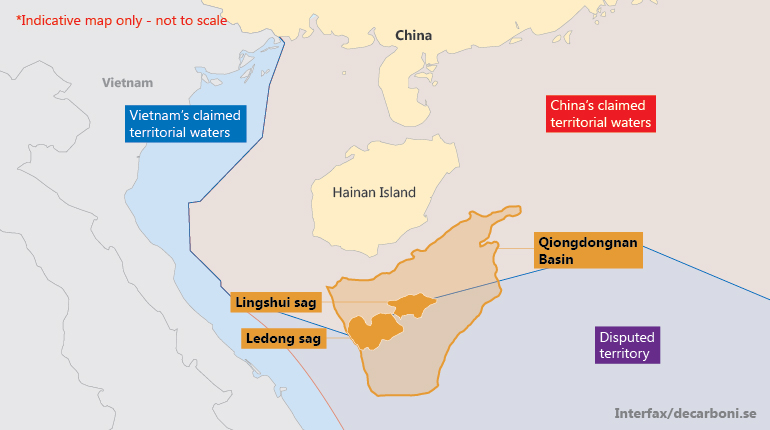 CNOOC is drilling in the South China Sea’s Lingshui area this summer.