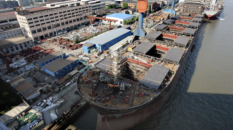 A shipyard in Shanghai. Chinese shipmakers are feeling the effects of the collapse in oil prices. (PA)