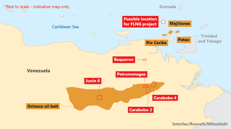 The Mejillones, Patao and Rio Caribe fields within the Mariscal Sucre project.