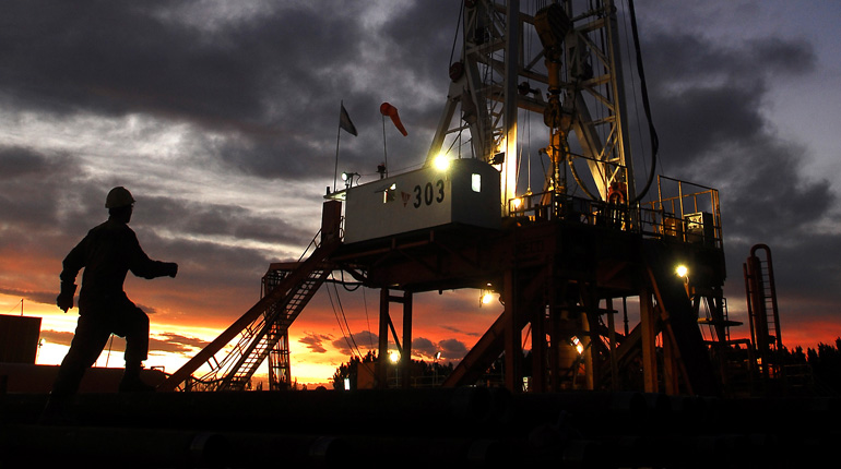 An oil drill in Neuquén province, Argentina, where the Vaca Muerta field is situated. (PA)