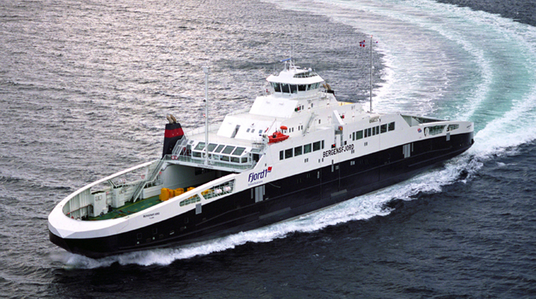 An LNG-fuelled ferry in Norway, home to most of Europe’s gas-powered ships. (LMG Marin)