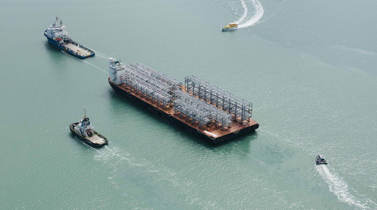 QCLNG modules arriving in Queensland. The state's LNG export plants have made the gas market more volatile. (BG Group)
