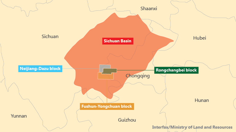 Shale gas blocks in China’s Sichuan Basin.