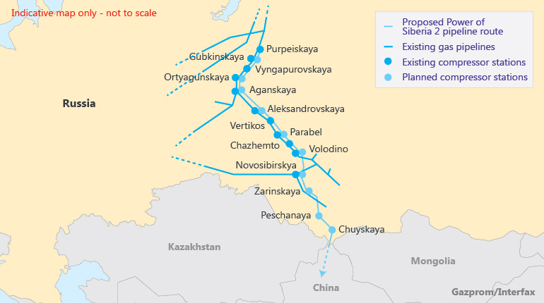 Power of Siberia 2 would carry 30 bcm/y of Russian gas into China via the western route.