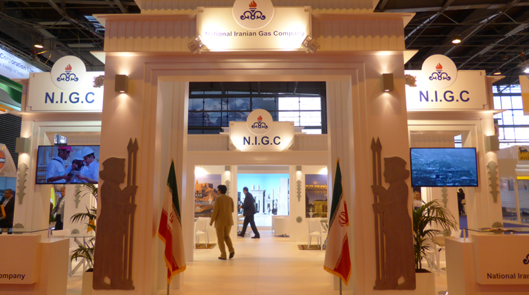 The National Iranian Gas Co.’s stand at this year’s World Gas Conference. The country is eager to open up to IOCs. (Interfax)