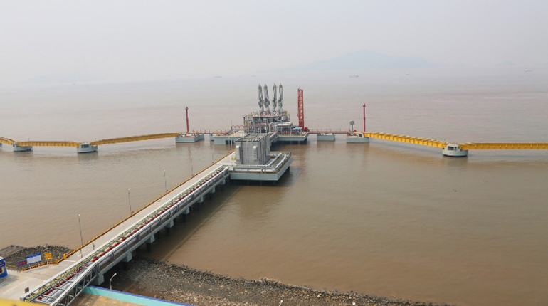 China’s Ningbo LNG terminal. The country’s demand for the fuel has dropped for the first time in nearly 10 years. (CNOOC)