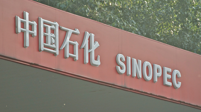 Logo on a Sinopec petrol station. The company is selling a stake of almost 30% in its retail arm to 25 investors. (Interfax)