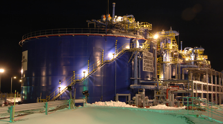 Part of the Sakhalin 2 LNG plant. Plans for a new train at the facility have been thrown into doubt. (Gazprom)