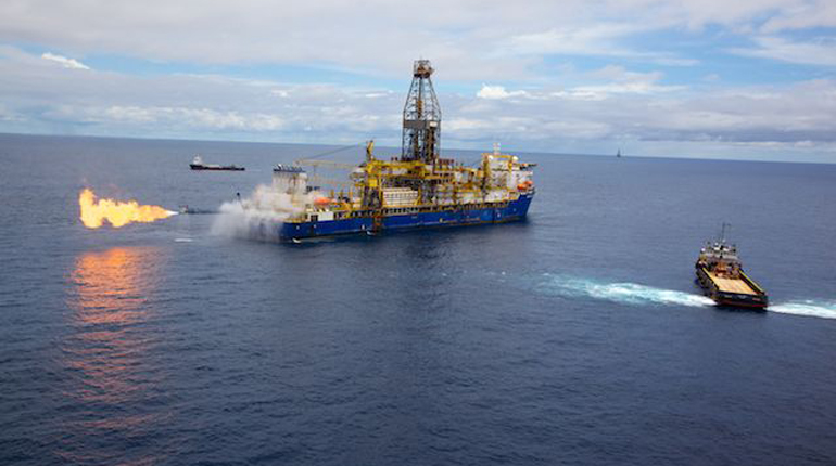 A gas flow test off Mozambique’s coast. Progress on Anadarko’s FLNG project is moving slowly. (Anadarko)