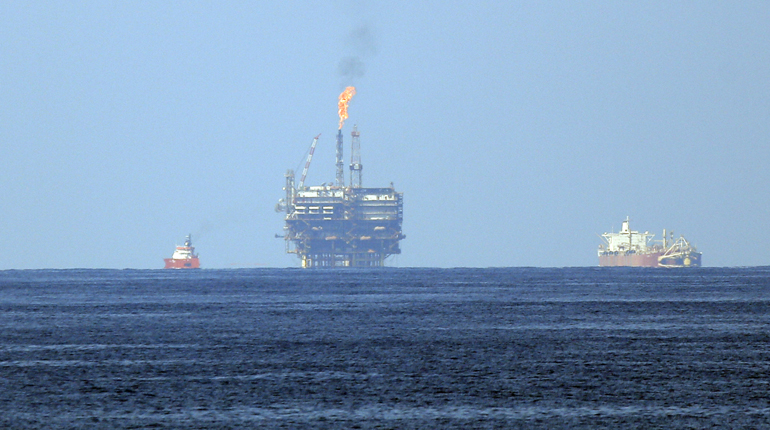 An Eni terminal in the Mediterranean. The company is trying to fast-track the Zohr field’s development. (PA)