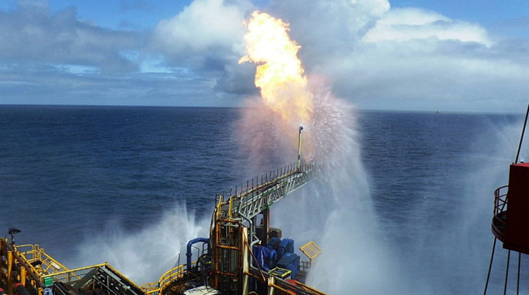 Flaring gas off the Irish coast. Seventeen companies recently bid for offshore blocks. (Shell E&P Ireland)