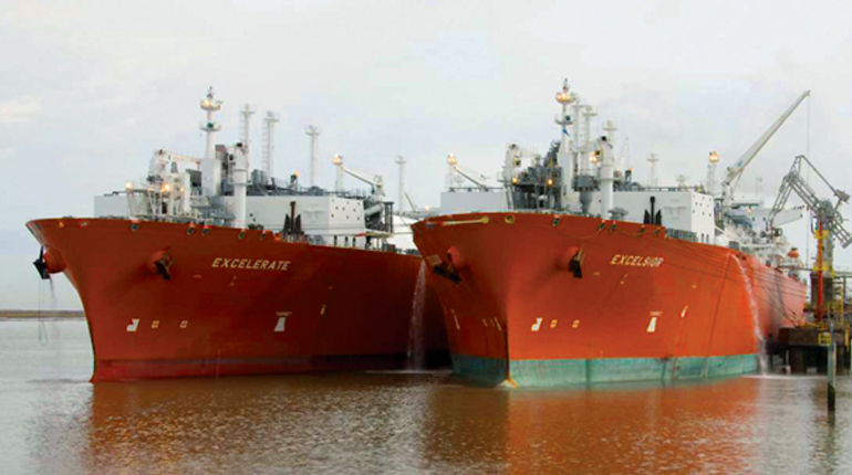 The Excelerate and the Excelsior, two of Excelerate Energy’s FSRU fleet. (YPF)