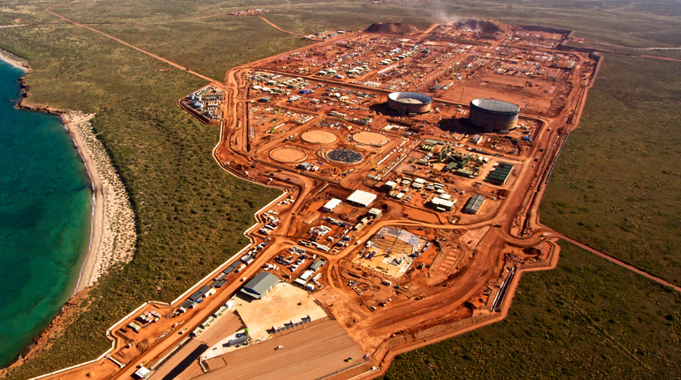 Aerial view of the Gorgon LNG plant site on Barrow Island. (Chevron)