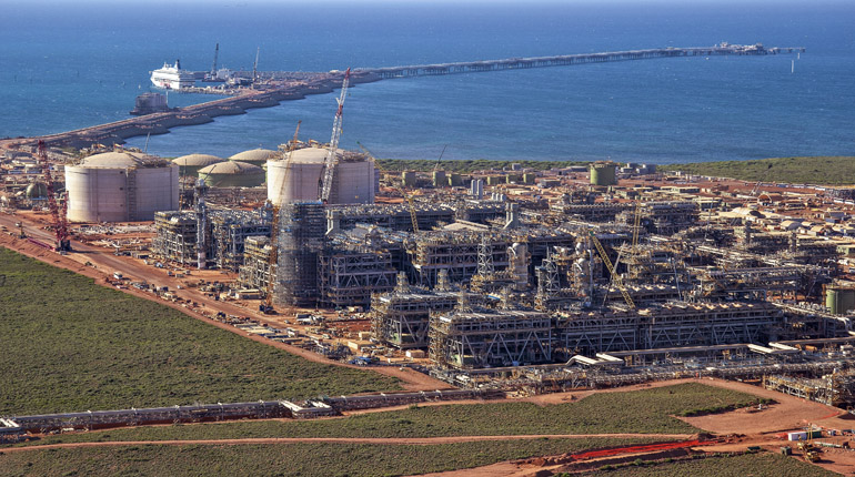 Gorgon LNG nearing completion. The project has been hit by delays and cost overruns. (Chevron)