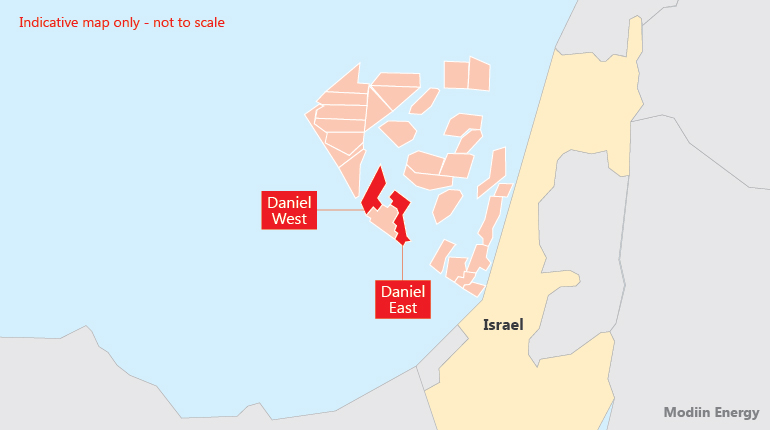 Location of the Daniel fields offshore Israel.