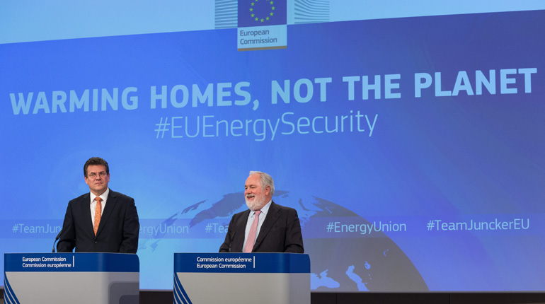 Maroš Šefcovic and Miguel Arias Cañete unveiled the Energy Security Package in Brussels on Tuesday. (EC)