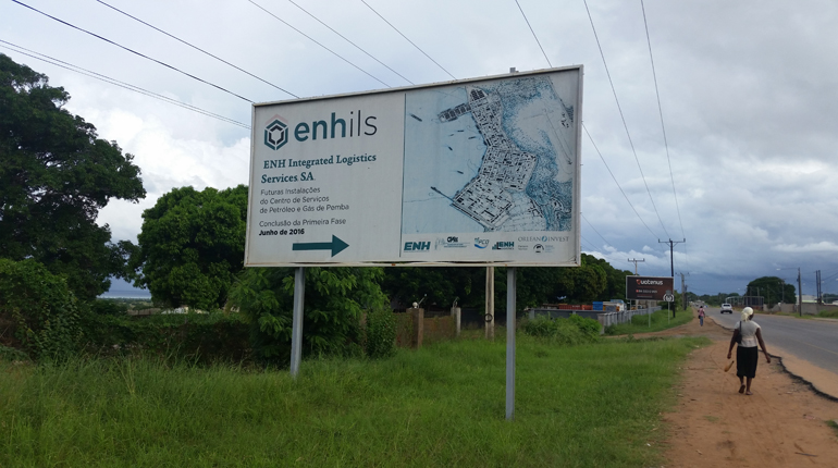 The entry to the Pemba logistics base, which will act as a hub for oil and gas exploration in Mozambique. (Interfax)