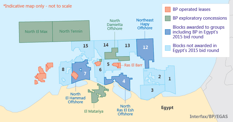 BP infrastructure in Egypt following the October 2015 licensing round.