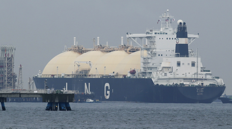 An LNG tanker arriving at Yokohama in 2013. Large volumes of LNG transit Japan. (PA)