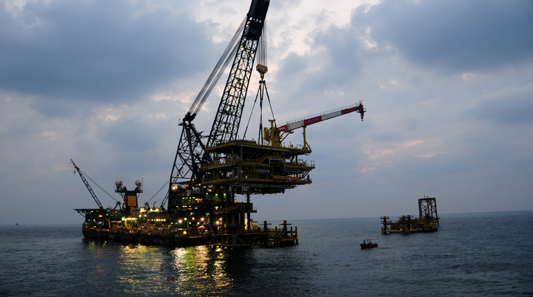 A Saudi offshore platform. The country is attempting to boost its gas production. (Aramco)