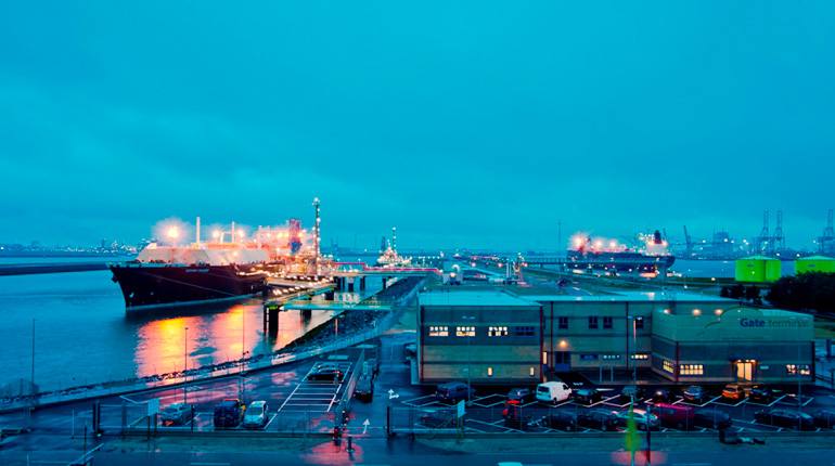 The Gate LNG terminal in the Netherlands. Groningen’s output cap means Europe needs to import more gas. (Gate)