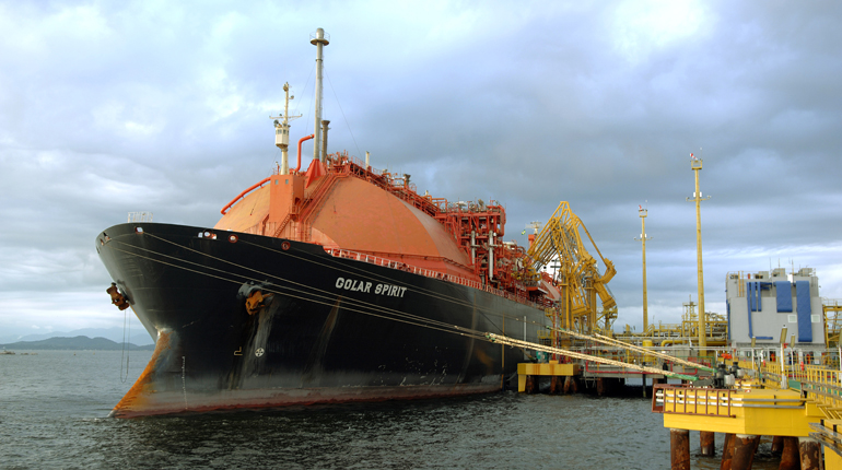 The Golar Spirit vessel docked in Brazil. Kogas has leased it until 2018. (Golar LNG)