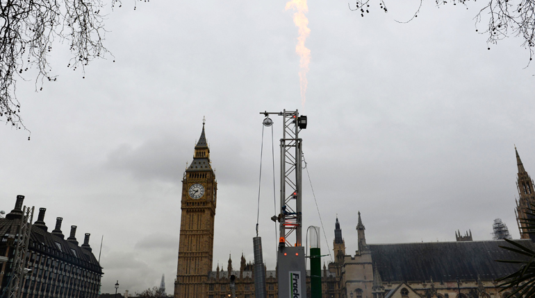 An anti-fracking protest in London in February 2016. The government may be facing a judicial review. (PA)