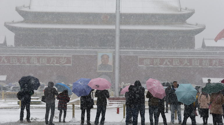 Snow in Beijing last year. This winter is already proving particularly harsh. (PA)