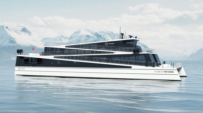Artist’s impression  of the Future of the Fjords electric ferry. (The Fjords)