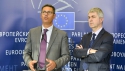 MEPs Giovanni La Via (left) and Ivo Belet from the European Parliament's ENVI committee at a press briefing following the MSR vote. (EP)