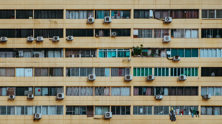 Air conditioning units at an apartment complex