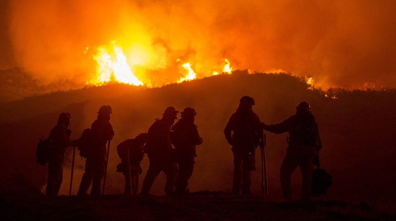 Firefighters attending a wildfire