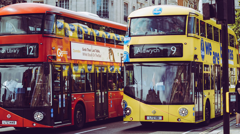 Double decker buses in London