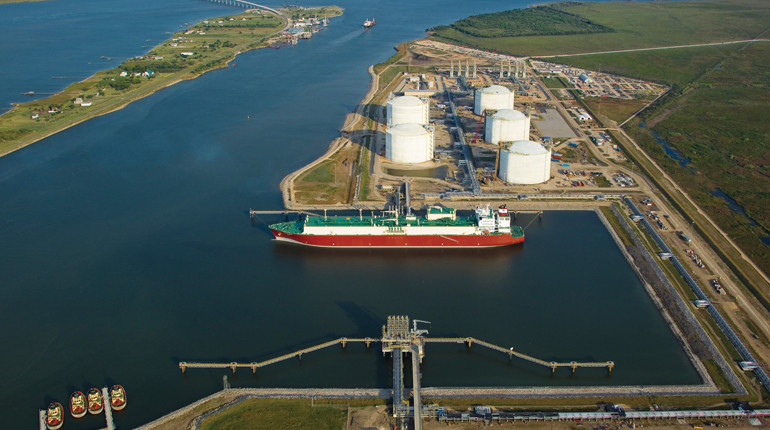 Aerial view of Golden Pass LNG facility in Texas