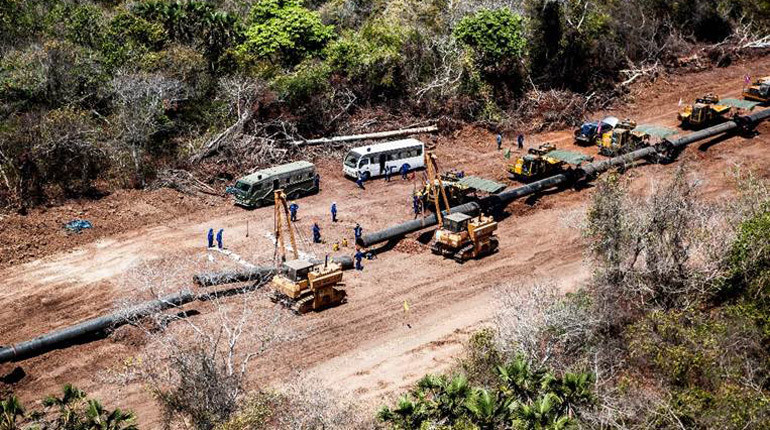 Construction work on a Tanzanian pipeline