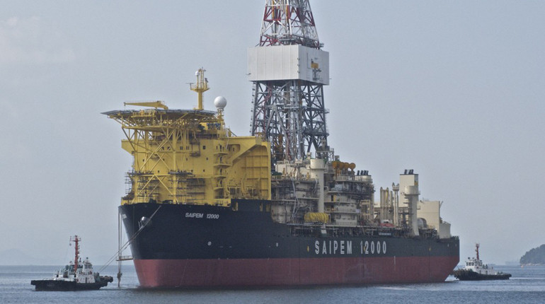 The Saipem 12000 drillship in a shipyard