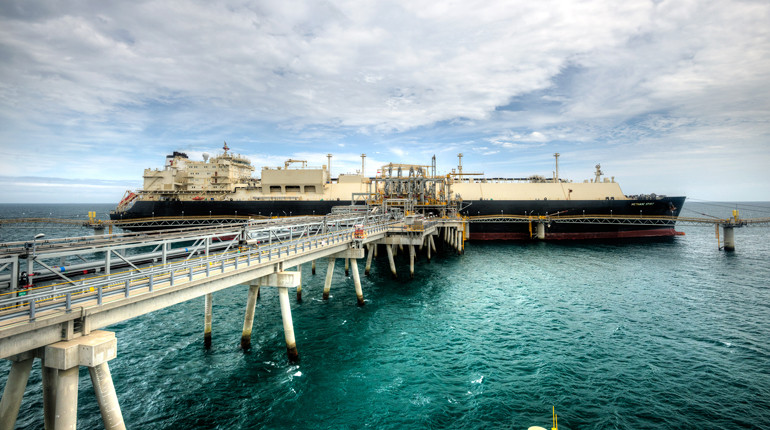 A tanker at the PNG LNG plant